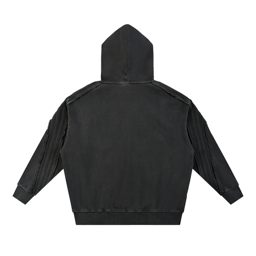 Snow Washed Tape Raw Edge Hoodie