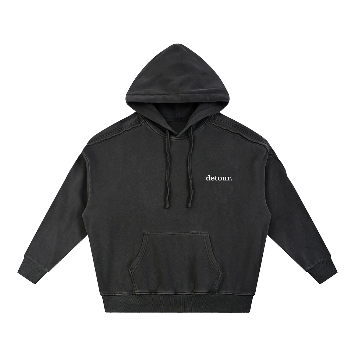 Snow Washed Tape Raw Edge Hoodie