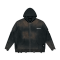 Unisex Distressed Full Zip Sweater